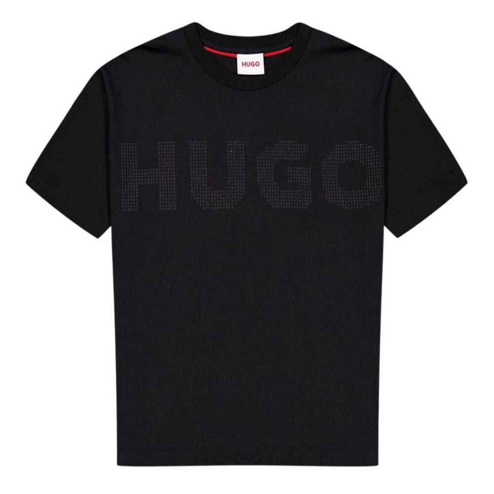 Hugo Childrens/Kids Logo Embellished T-Shirt / Black